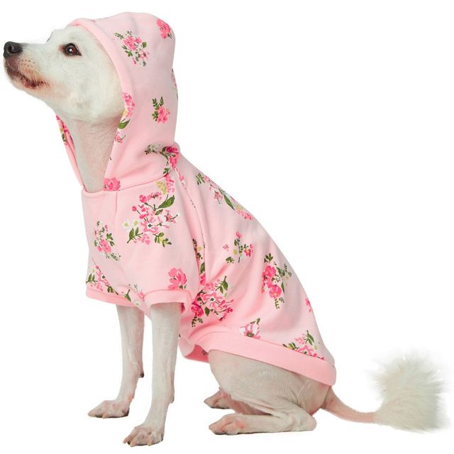 Blueberry Pet Spring Scent Inspired Daisy Flower Pullover Dog Hooded Sweatshirt - Baby Pink