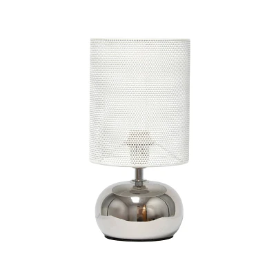 Simple Designs 10.04 Mesh Around Bedside Mini Ceramic Table Lamp with Mesh Shade