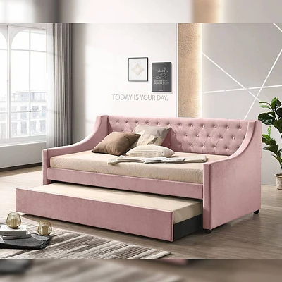 Acme Furniture Twin/Full Lianna Bed Pink Velvet