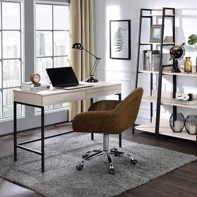 42 Wendral Desk Natural/Black - Acme Furniture: Home Office Workstation with Storage Drawer