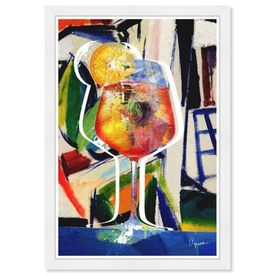 15 x 21 Aperol Cubist Kitchen Cocktail Framed Wall Art Print Blue - Wynwood Studio