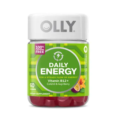 OLLY Daily Energy Caffeine-Free Gummies with Vitamin B12, CoQ10 & Goji Berry - Tropical Passion - 60ct