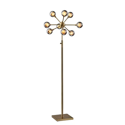 Adesso Starling Floor Lamp (Includes LED Light Bulb) Brass: Modern 9-Light, Dimmable, Touch Sensor, ETL Listed