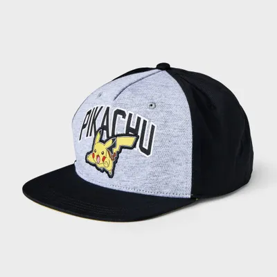 Kids Pokemon Pikachu Flat Brim Hat - Black