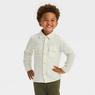 Toddler Boys Long Sleeve Waffle Button-Up Shirt