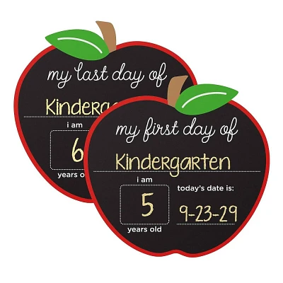 Pearhead First and Last Day of School Reversible Chalkboard Sign - Apple