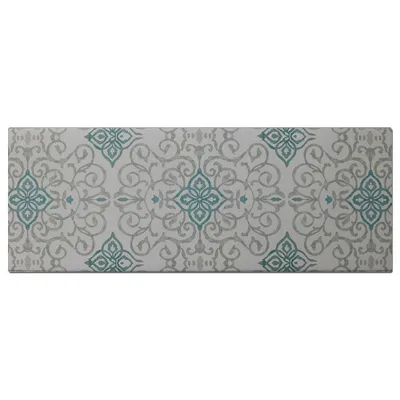 20x55 Oversized Cushioned Anti-Fatigue Kitchen Runner Mat Rustic Medallion Cream - J&V Textiles: Indoor/Outdoor Floor Mat