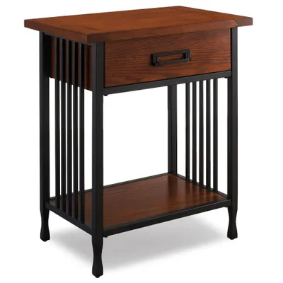 Leick Home Nightstand Oak : 28 High Bedside Table with Shelf, CARB Certified Wood, 1-Year Warranty