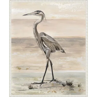 23x28 The New Egret by Patricia Pinto Framed Canvas Wall Art Print White - Amanti Art: Modern Lithograph, Polystyrene Frame