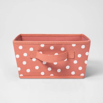 Small Canvas Dot Kids Bin Rose Pink - Pillowfort: Square Storage Basket, Polyester, 10.5x10.5