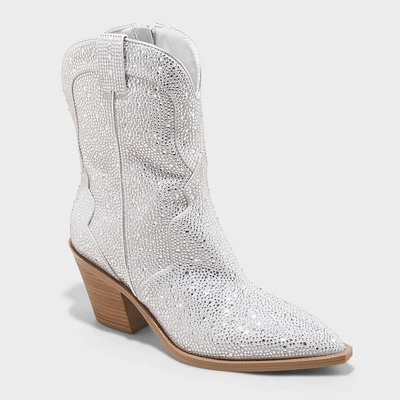 Womens Jacey Rhinestone Western Ankle Boots