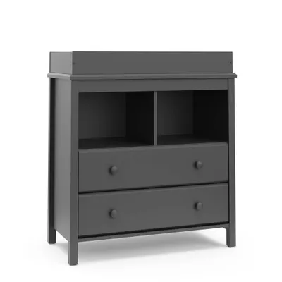 Storkcraft Alpine 2 Drawer Dresser with Changing Table Topper and Interlocking Drawers