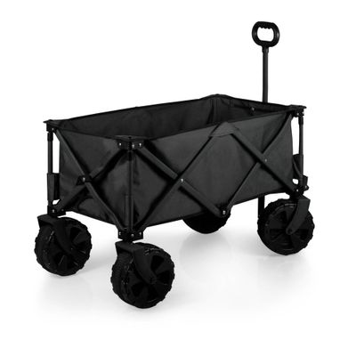 Picnic Time Folding Outdoor Adventure Wagon All Terrain Edition with Big Wheels - Black