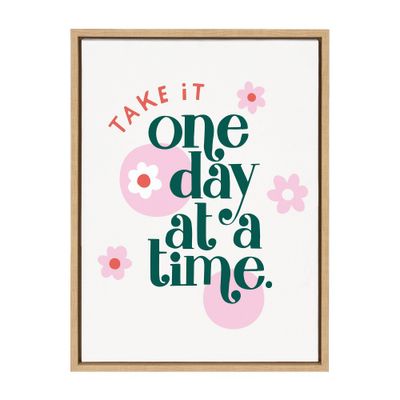18 x 24 Sylvie Take It One Day At A Time Framed Canvas by Maria Filar Natural - Kate & Laurel All Things Decor