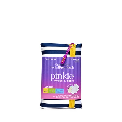 Pinkie First Period Prep Pouch with 4 Ultra-Thin Organic Cotton Topsheet Pads - 4ct