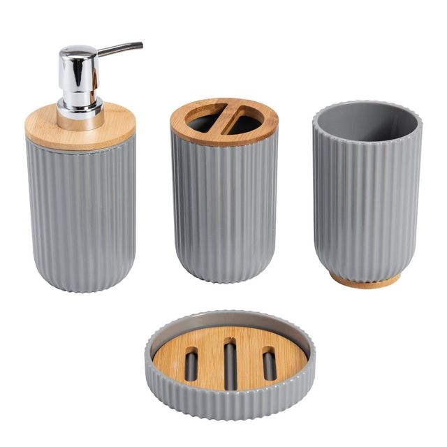 4pc Ribbed Bath Accessory Set