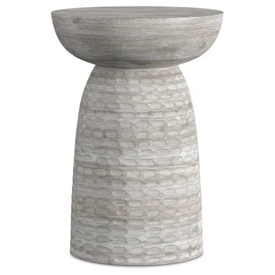 Willis Wooden Accent Table White Wash - WyndenHall: Round Mango Wood, Scratch-Resistant, 17.7 Height