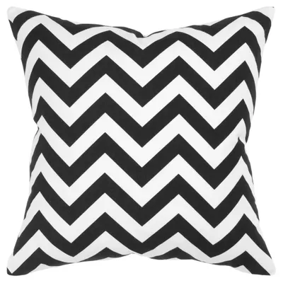 18x18 Chevron Square Throw Pillow Cover Black - Rizzy Home: Modern Shabby Chic Canvas, Hidden Zipper