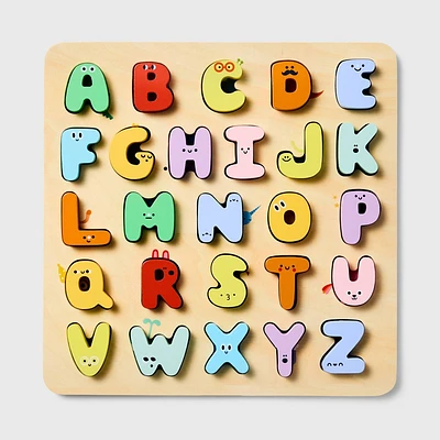 Wooden ABC Puzzle - 27pc - Gigglescape: Alphabet Peg Toy, Educational for Toddlers, Fine Motor Skills