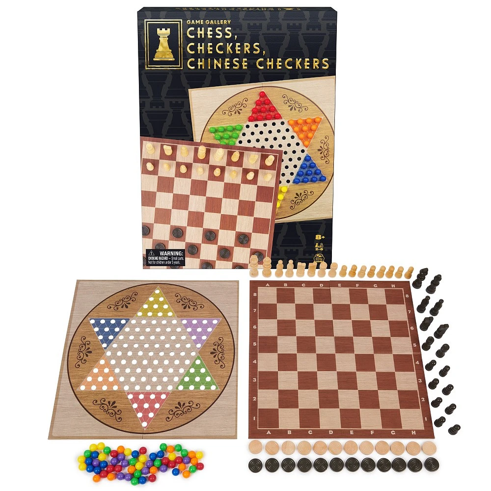 Game Gallery Chess, Checkers and Chinese Checkers Board Game Set