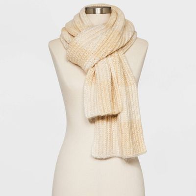 Womens Check Ribbed Scarf