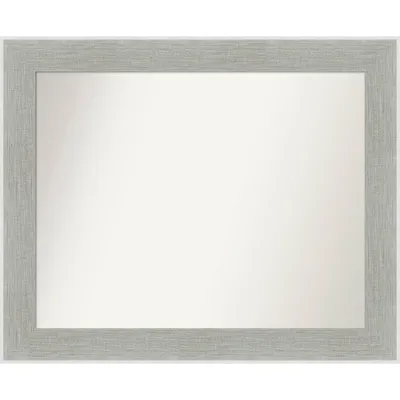 33 x 27 Non-Beveled Glam Linen Bathroom Wall Mirror Gray - Amanti Art