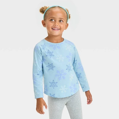 Toddler Girl Snowflake Printed Long Sleeve T-Shirt