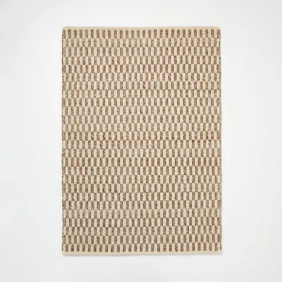 Checkered Stripe Rug Brown