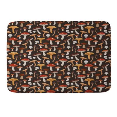 Mushroom Medley Pattern Memory Foam Bath Rug - Deny Designs: Soft Microfiber, Non-Slip, Machine Washable