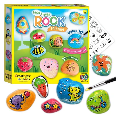 Hide & Seek Rock Painting Kit - Creativity for Kids: Paints, Stickers, Rocks, Brush, Craft Activity for Ages 6+