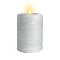 LumiPur 3.5x5 Signature Natural Glow Flameless Wax Pillar LED Candle Gray Fog