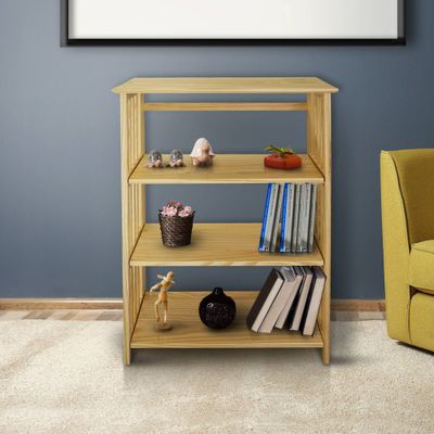 42 4 Shelf Folding Bookcase Natural - Flora Home: Pine Frame, Lacquered Finish, No Assembly Corner Shelves