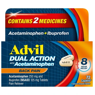 Advil Ibuprofen Dual Action NSAID Back Pain Reliever Caplet - 72ct