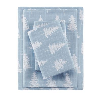 King Cozy Flannel Sheet Set Blue Forest