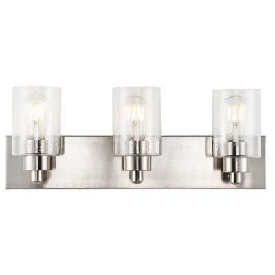 22 LED 3-Light Irving Seeded Glass/Iron Contemporary Wall Sconce Nickel - JONATHAN Y