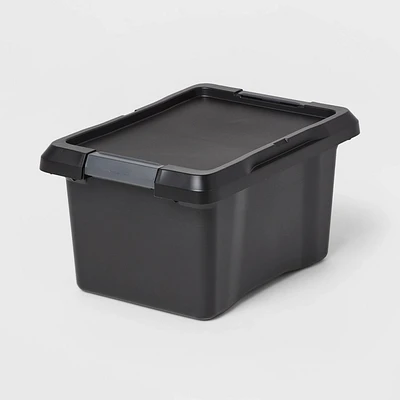 7gal Small Latching Storage Tote Black - Brightroom