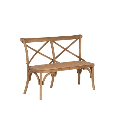 Linon 48 Helia Rattan Seat Bench Rustic Antique Brown