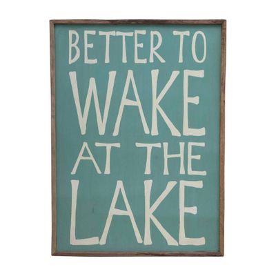 Better To Wake At the Lake Recycled Wood Wall Decor Blue - Storied Home