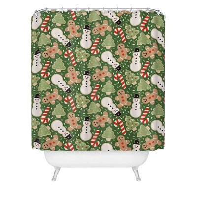 Deny Designs Lathe & Quill Sweet Christmas Cookies On Green Shower Curtain