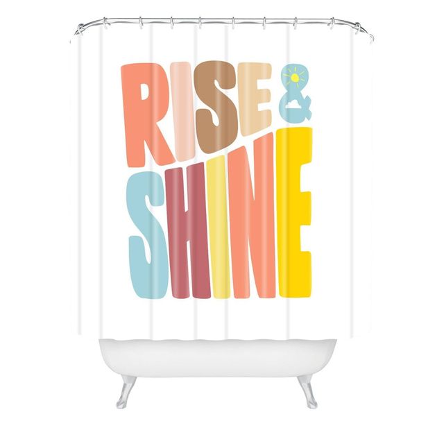 Phirst Rise & Shine Sun Shower Curtain - Deny Designs: Inspirational Quote, Polyester Microfiber, Machine Washable