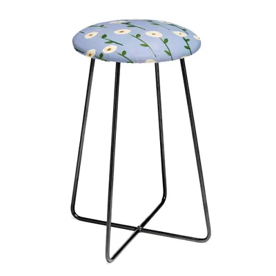 Reves et Histoires Cute Little Flowers Counter Height Barstool - Deny Designs: Faux Leather