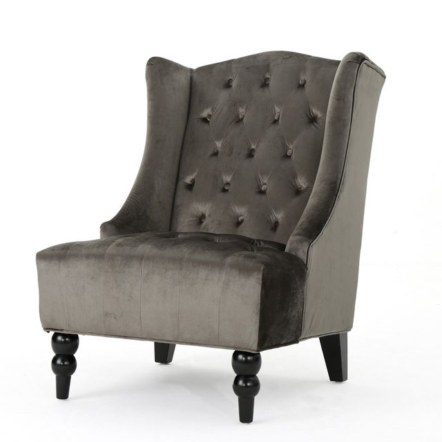 Toddman High Back New Velvet Club Chair -  - Christopher Knight Home