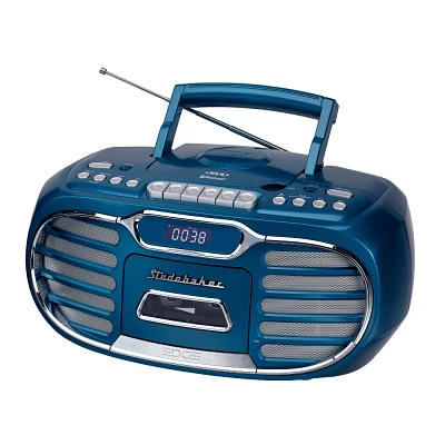 Studebaker Retro Edge Big Sound Boombox with CD/Cassette Player and Radio - Blue (SB2150BLA)