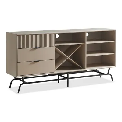 Heath 60 Modern Buffet with Wine Cabinet Taupe - miBasics: Storage Console, 3 Drawers, 4 Fixed Shelves