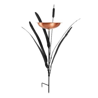 Achla Designs 50 Single Cattail Birdbath with Stake Copper: Weather-Resistant, In-Ground Installation, No Tools Needed