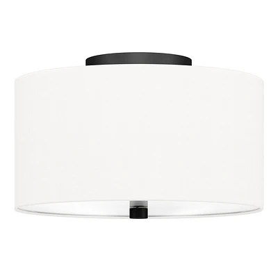 Hampton & Thyme 12 Flush Mount with Fabric Shade : UL Listed, Metal Body, Polyester Drum