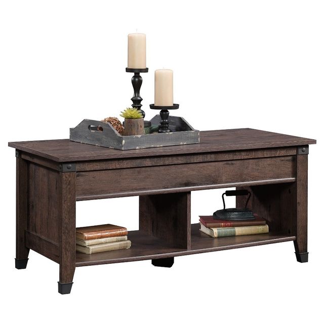 Carson Forge Lift Top Coffee Table  - Sauder: Versatile Work Surface, Hidden Storage, Wrought Iron Accents