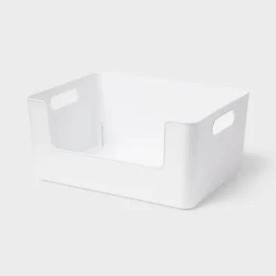 Large Plastic Open Face Pantry Bin White - Brightroom