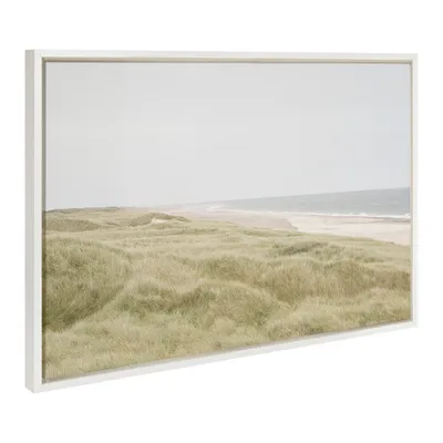 Sylvie Peaceful Coastal Landscape Framed Canvas by Creative Bunch White - Kate & Laurel All Things Decor: Serene Beach Wall Art