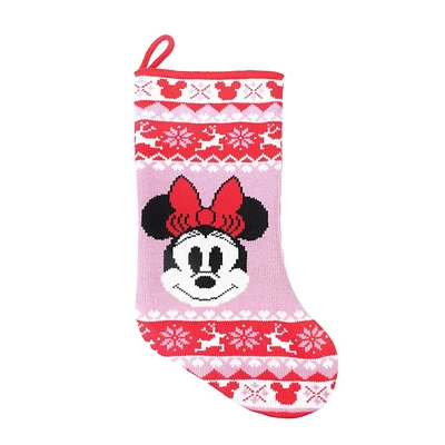 19 Disney Mickey Mouse & Friends Minnie Mouse Knit Christmas Stocking Pink